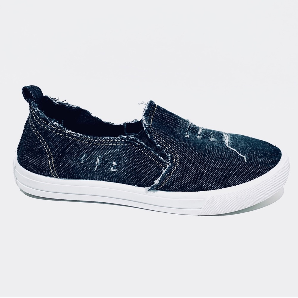 Distressed Denim Slip-On Loafer